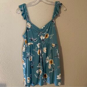 Torrid Flowy Tank Top - Green Floral - Size 0